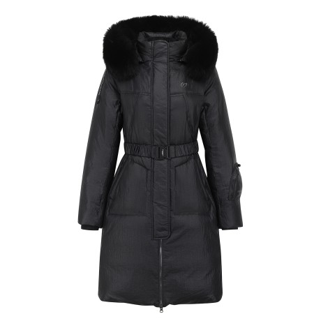 여성 밴딩 벨트 구스다운 롱 후드 점퍼