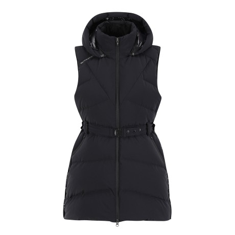 여성 백 글로시 벨트 구스다운 베스트 점퍼