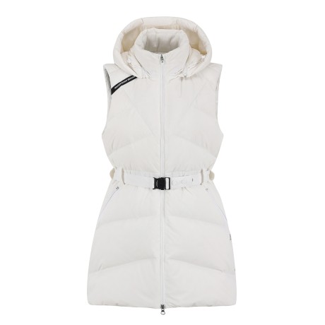 여성 백 글로시 벨트 구스다운 베스트 점퍼