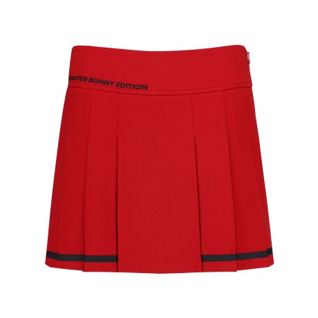 여성 배색 테이핑 헴 플리츠 큐롯 스커트