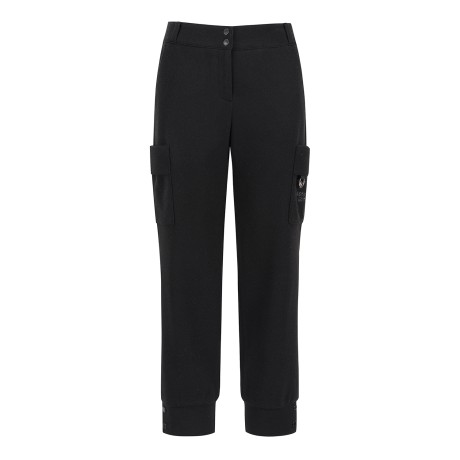 여성 플리스 카고 포켓 백 밴딩 조거 팬츠