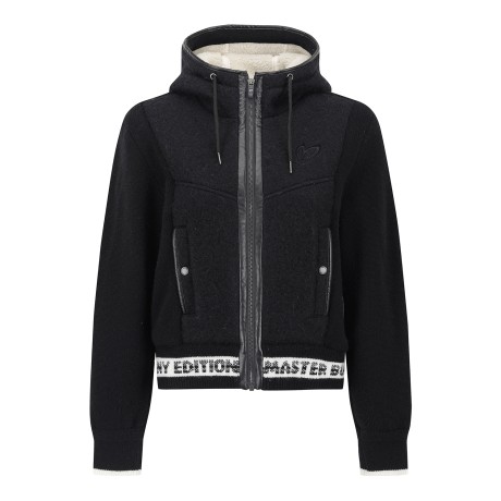 여성 덤블 믹스 패딩 후드 집업 가디건