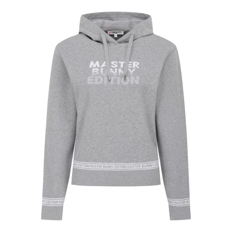 여성 배색 로고 라인 후드 긴팔 니트