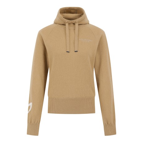 여성 캐시미어 하이넥 후드 니트