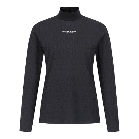 여성 엠보 로고 모크넥 티셔츠