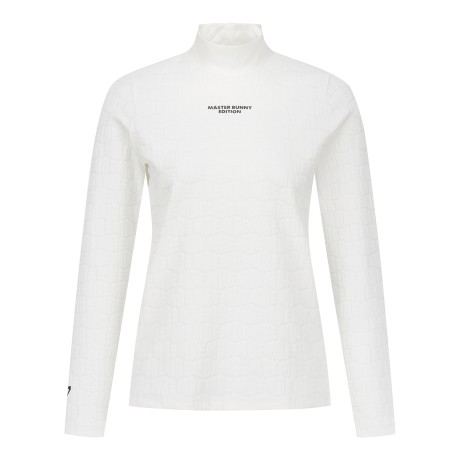 여성 엠보 로고 모크넥 티셔츠