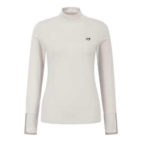 여성 하이넥 솔리드 기모 티셔츠