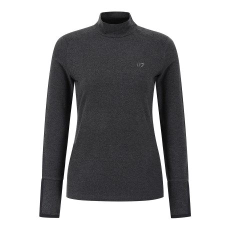 여성 하이넥 솔리드 기모 티셔츠