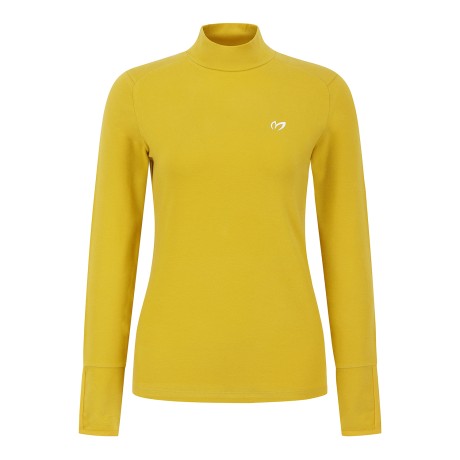 여성 하이넥 솔리드 기모 티셔츠