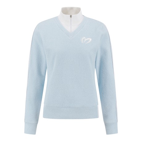 여성 집업 니트 카라 부클 티셔츠