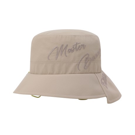 여성 위빙 자수 로고 언발란스 버킷햇