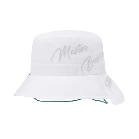 여성 위빙 자수 로고 언발란스 버킷햇