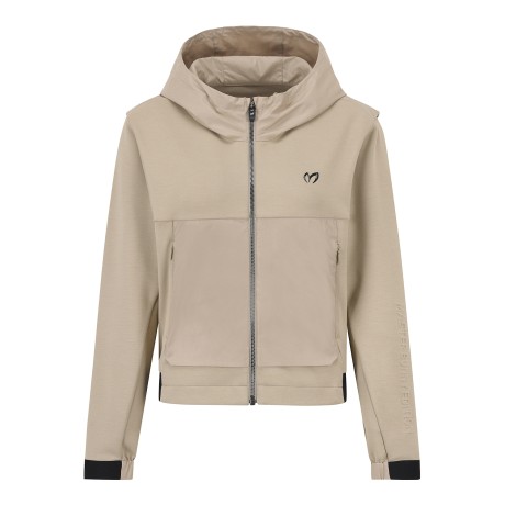 여성 저지 믹스 후드 집업 점퍼