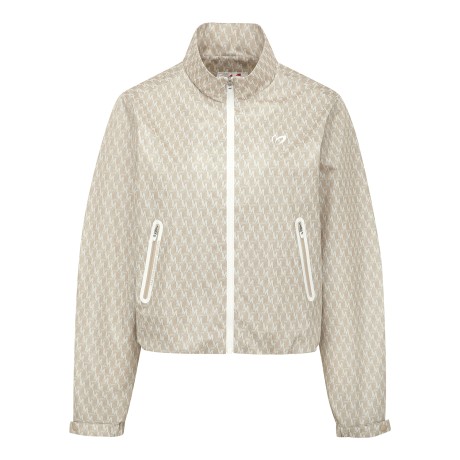 여성 큐브 심볼 패턴 하이넥 집업 점퍼