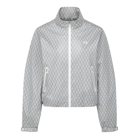 여성 큐브 심볼 패턴 하이넥 집업 점퍼