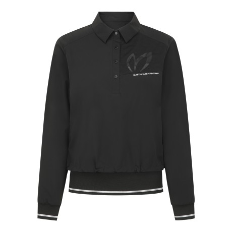 여성 메쉬 레이어드 하프 버튼 점퍼