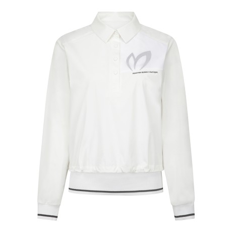 여성 메쉬 레이어드 하프 버튼 점퍼