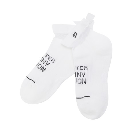 여성 메쉬 리본 믹스 논슬립 단목 양말