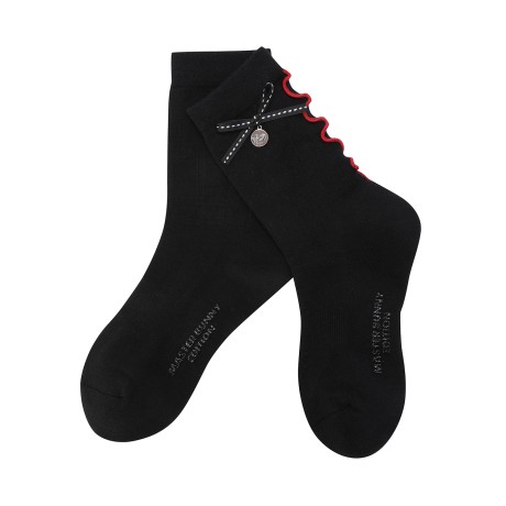 여성 심볼 리본 웨이브 논슬립 장목 양말