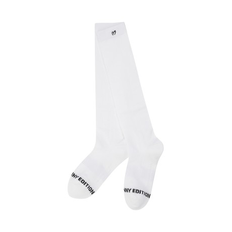 여성 배색 로고 자카드 논슬립 니삭스