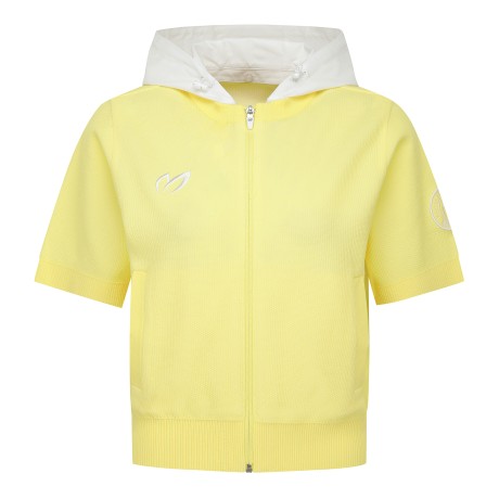 여성 디테처블 후드 집업 반팔니트