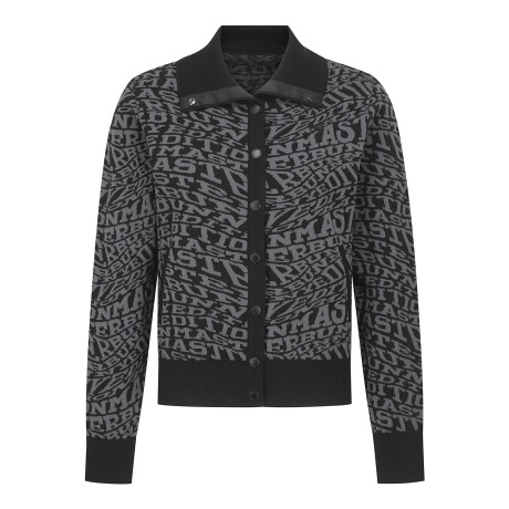 여성 웨이브 로고 풀 스냅 버튼 가디건