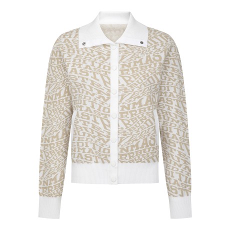 여성 웨이브 로고 풀 스냅 버튼 가디건