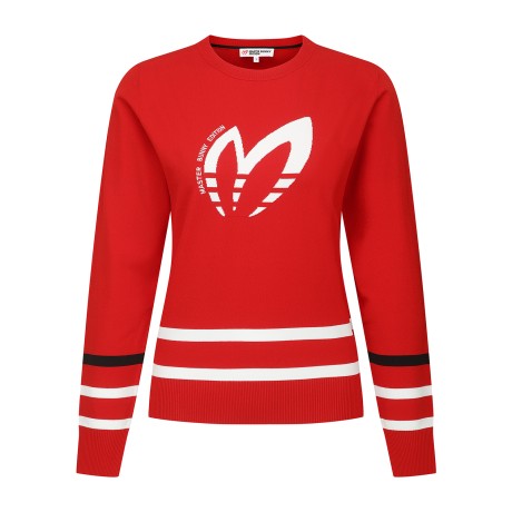 여성 투톤 심볼 자카드 슬림 긴팔니트