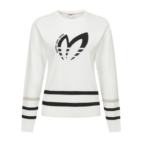 여성 투톤 심볼 자카드 슬림 긴팔니트