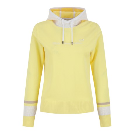 여성 메쉬 후드 긴팔 니트