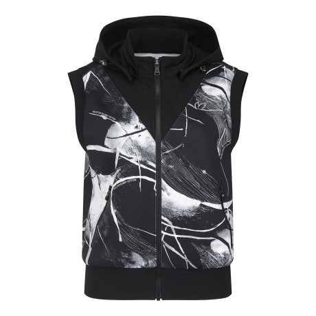 여성 탈착 후드 프린팅 네오프렌 탑