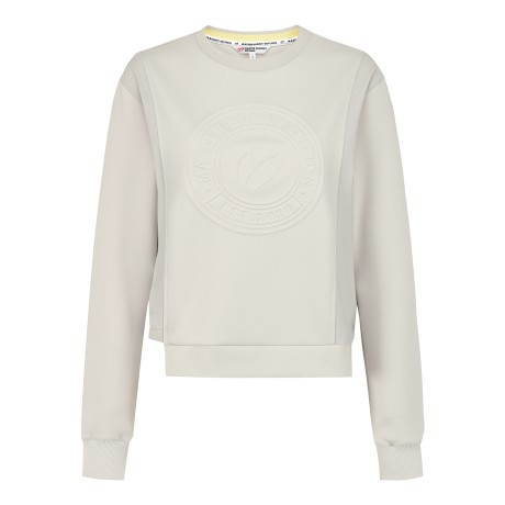 여성 엠보 로고 언밸런스 헴 스웻셔츠