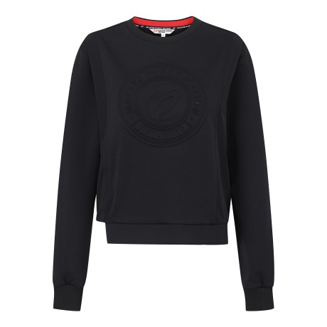 여성 엠보 로고 언밸런스 헴 스웻셔츠