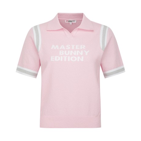 여성 리브 포인트 카라 반팔니트