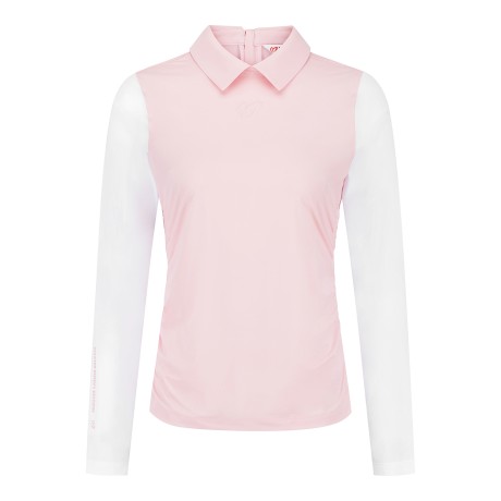 여성 사이드 밴딩 냉감 슬리브 카라 티셔츠