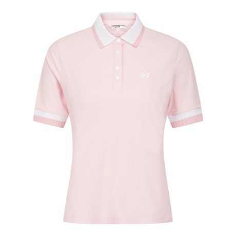 여성 리브 니트 카라 커프스 반팔티셔츠