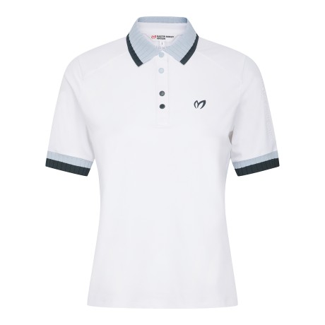 여성 리브 니트 카라 커프스 반팔티셔츠