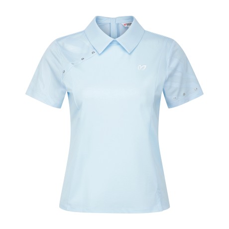 여성 리벳 포인트 백 지퍼 반팔티셔츠