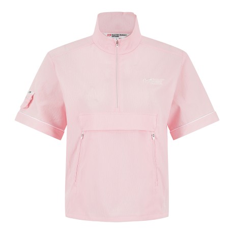 여성 링클 백 로고 반팔 아노락