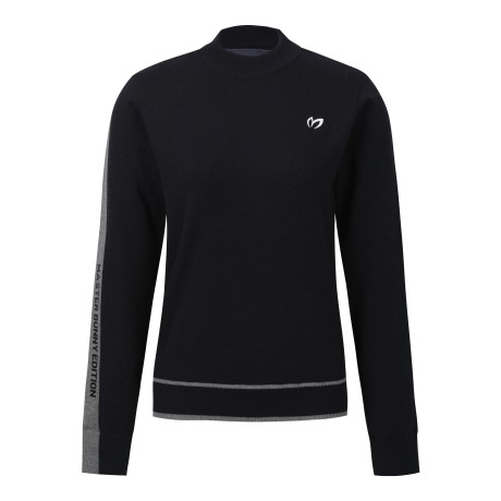 여성 울 블렌드 라인 배색 니트