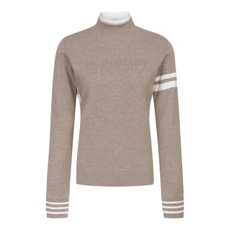 여성 이중넥 컬러 믹스 방풍 니트