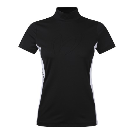 여성 컬러 블록 엠보 로고 반팔 티셔츠