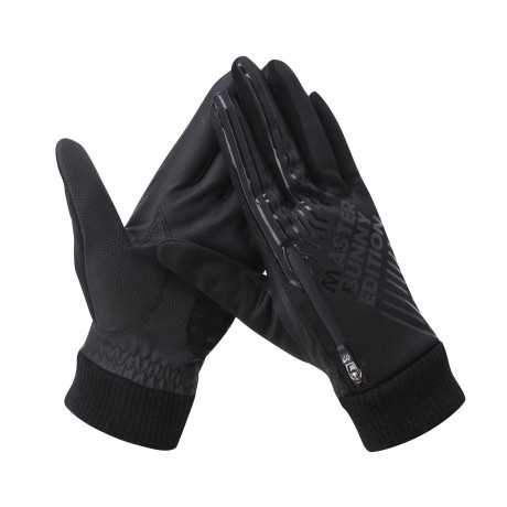 공용 지퍼 디테일 로고 양손 방한 장갑