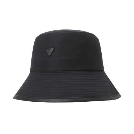 공용 실버 로고 레더 라인 버킷햇