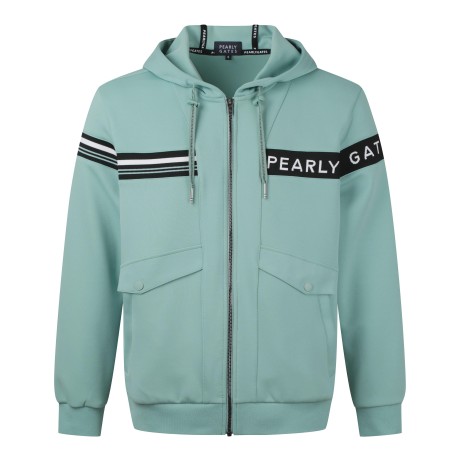 남성 로고 니팅 블록 후드 점퍼