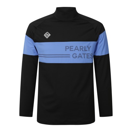 남성 로고 컬러블록 하프넥 긴팔 티셔츠