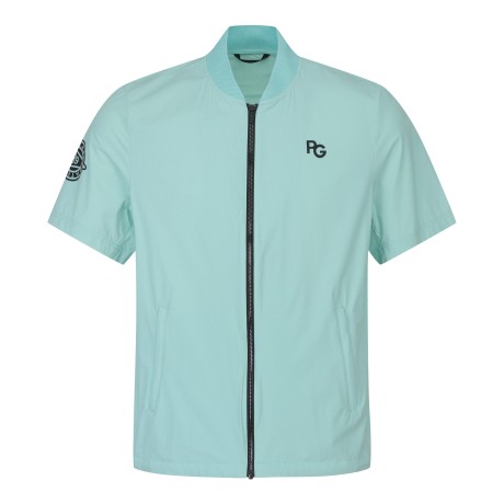 [냉감]남성 백 펀칭 로고 반팔 집업 점퍼