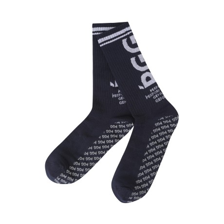 남성 라인 로고 장목 양말