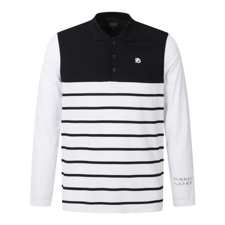 남성 냉감 소매 스트라이프 칼라 니트