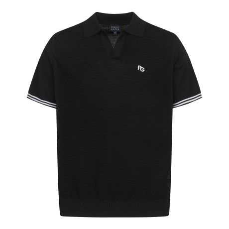 남성 로고 자수 골조직 반팔 카라 티셔츠